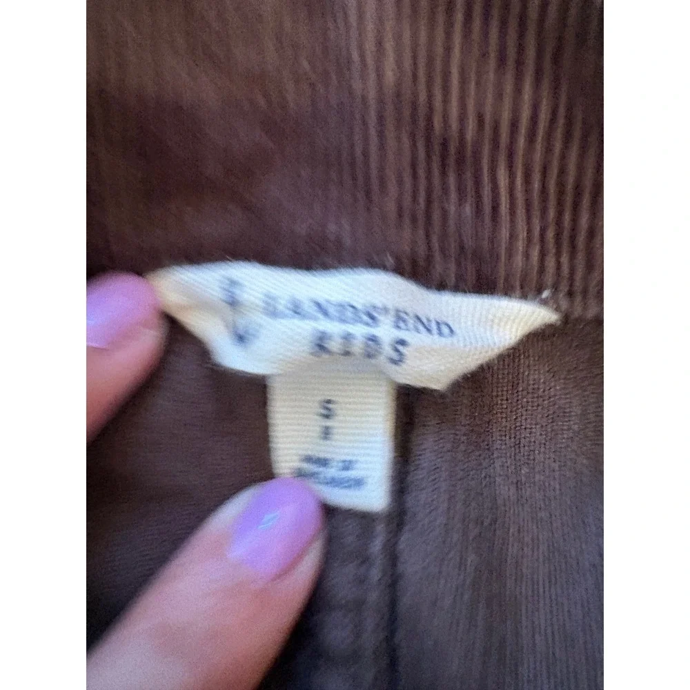Lands' End Corduroy Blazer Kids Small 8 Brown Elbow Patches Sport Coat Jacket